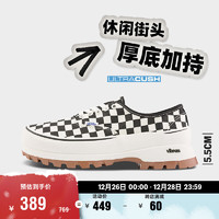 VANS 范斯 Authentic Vibram 棋盘格厚底增高帆布鞋德比鞋 黑白棋盘格 37