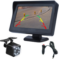 邦道尼 高清可视倒车影像倒车可视倒车雷达一体机简易安装高清车载显示器车载摄像头汽车后视探头语音报距离 4.3英寸支架屏+8灯摄像头/安装不求人 12v电压小车用