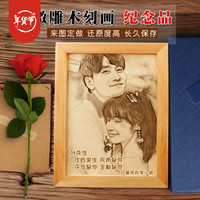 妍林居 Danka 生日礼物送女友浪漫表白木刻画人像照片定制