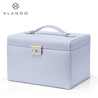 唯兰朵四层带锁首饰收纳盒桌面收纳多层高档饰品盒 淡紫色小羊纹-带锁【礼盒装】