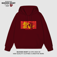 MUXXISS HEART/麦克斯桃心联名春节新年重磅潮牌男女卫衣 金蛇影连帽酒红 2XL