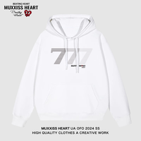 MUXXISS HEART/麦克斯桃心联名春节新年重磅潮牌男女卫衣 渐变7连帽白色 L