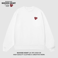MUXXISS HEART/麦克斯桃心联名春节新年重磅潮牌男女卫衣 桃心小标圆领白色 3XL