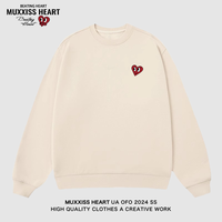 MUXXISS HEART/麦克斯桃心联名春节新年重磅潮牌男女卫衣 桃心小标圆领杏色