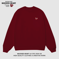 MUXXISS HEART/麦克斯桃心联名春节新年重磅潮牌男女卫衣 桃心小标圆领酒红 2XL