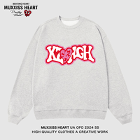 MUXXISS HEART/麦克斯桃心联名春节新年重磅潮牌男女卫衣 恋心圆领花灰色 3XL