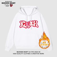MUXXISS HEART/麦克斯桃心联名春节新年重磅潮牌男女卫衣 恋心连帽加绒白色 3XL