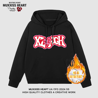 MUXXISS HEART/麦克斯桃心联名春节新年重磅潮牌男女卫衣 恋心连帽加绒黑色 XL