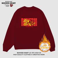 MUXXISS HEART/麦克斯桃心联名春节新年重磅潮牌男女卫衣 金蛇影圆领加绒酒红 2XL
