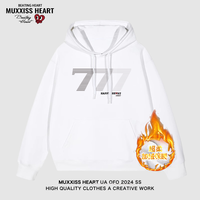 MUXXISS HEART/麦克斯桃心联名春节新年重磅潮牌男女卫衣 渐变7连帽加绒白色 XL