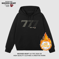 MUXXISS HEART/麦克斯桃心联名春节新年重磅潮牌男女卫衣 渐变7连帽加绒黑色 2XL