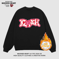 MUXXISS HEART/麦克斯桃心联名春节新年重磅潮牌男女卫衣 恋心圆领加绒黑色 2XL