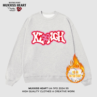 MUXXISS HEART/麦克斯桃心联名春节新年重磅潮牌男女卫衣 恋心圆领加绒花灰色 L
