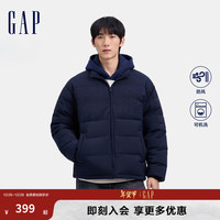Gap男女装2024秋冬刺绣logo小立领防风羽绒服678656纯色外套 海军蓝 XL (180/100A) 亚洲尺码