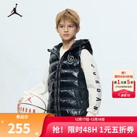 NIKE JORDAN 耐克AJ童装男童羽绒马甲冬季儿童保暖上衣 黑色金色 160/76(L)