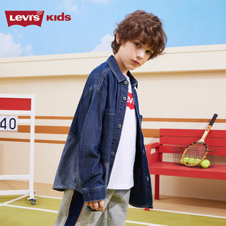 Levi's李维斯男童衬衣春秋款童装儿童衬衫时尚撞色拼接上衣 星空蓝 150/72(M)