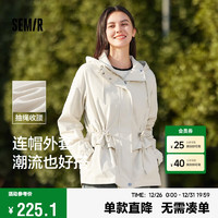 Semir 森马 外套女收腰连帽字母2024春季潮流三防宽松101124109011