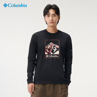 Columbia哥伦比亚长袖t恤男24秋冬运动户外圆领印花针织上衣 AE3817 009 M