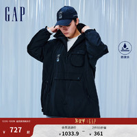 Gap 盖璞 女装2024秋冬新款防泼水连帽棉服上衣682961 黑色 160/80A(S) 亚洲尺码