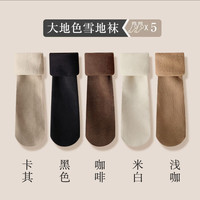 彩薇歌毛袜子加绒加厚女厚袜子女秋冬季加绒加厚保暖雪地袜居家睡觉地板 5色各1 均码 (36-42)
