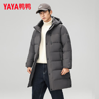 鸭鸭（YAYA）羽绒服男中长款2024冬季可拆卸帽休闲百搭加厚鸭绒保暖外套DJ 灰色 195 豆绿色