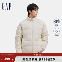 Gap男女装2024秋冬刺绣logo小立领防风羽绒服纯色外套678656 象牙白 185/104A(XXL) 亚洲尺码