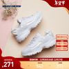 SKECHERS 斯凯奇 夏季小白鞋经典女鞋厚底熊猫鞋老爹鞋蝴蝶结运动鞋 13168-WHT 白色