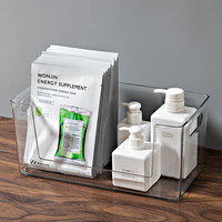 emc 亿美家品 YM-6179 网红面膜收纳盒 家用桌面透明塑料化妆品护肤品收纳筐 军绿色