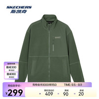 斯凯奇2024年冬季男款针织加绒舒适保温拼接摇粒绒外套 百里香绿/031F（男） L