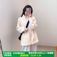 FOURDATRY 摇粒绒外套女仿羊羔毛卫衣秋冬季加绒2024新款冬款上衣服 杏色 XL