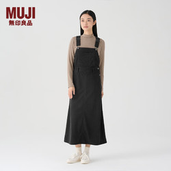 MUJI 無印良品 无印良品（MUJI）女式 灯芯绒 背带裙中长款连衣裙半身裙女秋款裙子美拉德BE10CC3A 深灰色