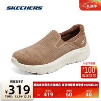 斯凯奇Skechers女鞋加绒懒人一脚蹬休闲缓震健步鞋124953 棕色/BRN 37.5