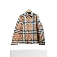 BURBERRY 博柏利 男士棉质网格纹长排扣棉服