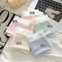 5条高档7A抑菌纯棉内裤女士无痕透气抗菌少女中腰蕾丝三角裤 2条装-颜色&备注 XL