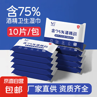 others 其他 户外装备10片小包75%酒精湿巾一次性消毒湿巾迷你便携酒精湿 便捷酒精湿巾10片装1包