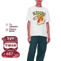 KENZO 凯卓 高田贤三男士米白色虎头图案棉质宽松短袖T恤 FD6 5TS008 4SG 02 L