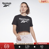 Reebok 锐步 夏季女子TEE经典复古基础LOGO款圆领短款短袖T恤 HB2276 A/XS