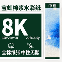 宝虹 水彩纸学院级棉浆水彩绘画纸初学者学生水彩颜料绘画用纸 8k中粗/20张   300g