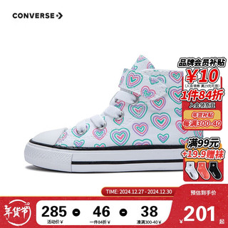 CONVERSE 匡威 童鞋爱心满印魔术贴女高帮帆布鞋小婴童百搭休闲鞋