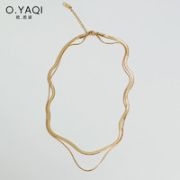 others 其他 OU·YAQI 欧·雅琪 双层蛇骨链钛钢镀18K金项链 21cm-50cm X087-8