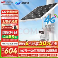 海康威视 太阳能摄像头监控室外4g监控器400万双画面360度无死角带夜视无需连wifi免充值流量