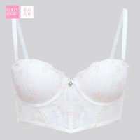 6IXTY8IGHT 68内衣女海洋刺绣聚拢软支撑软钢圈可拆肩带文胸罩 8F4米白色 32/70B