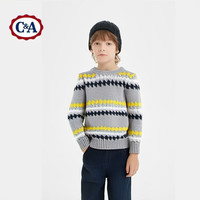 西雅衣家 C&A儿童波浪花纹针织毛衣春秋冬款毛衣 中灰 100(拍大一码)