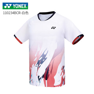 YONEX 尤尼克斯 2024新款尤尼克斯羽毛球服短袖YY速干运动上衣比赛服110124 男款 白色 M