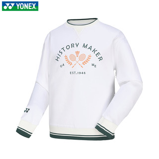 YONEX 尤尼克斯 2024新款羽毛球服长袖套头衫卫衣yy训练服130024 男款 米白色 M