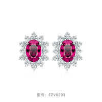 CHOW TAI FOOK 周大福 ENZO 18K金红宝石钻石耳钉女EZV8893新款礼物