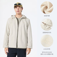 匹克加绒梭织冲锋防水外套24冬季风衣上衣休闲运动茄克男 卡其灰【梭织风衣】 175/L