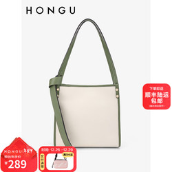 HONGU 红谷 女士单肩斜挎包 时尚撞色托特包