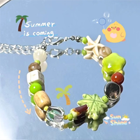 安枫多巴胺串珠手链可爱小孩小女生闺蜜儿童女童女孩手串 椰树串珠星星手链6457