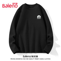 班尼路（Baleno）长袖圆领t恤男加绒保暖冬季纯色内搭上衣设计感简约男士打底衫 黑/半高领-JPB半山圆X 2XL(150-175斤)